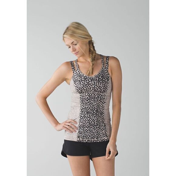 Lululemon Happy Strappy Tank Ace Spot Grain Black Dottie Dash Grain Black size 2 - Picture 1 of 8